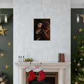 Fantasy Portrait Poster — Dark Sorceress with Dragon Matte Vertical Print - The Art Hub