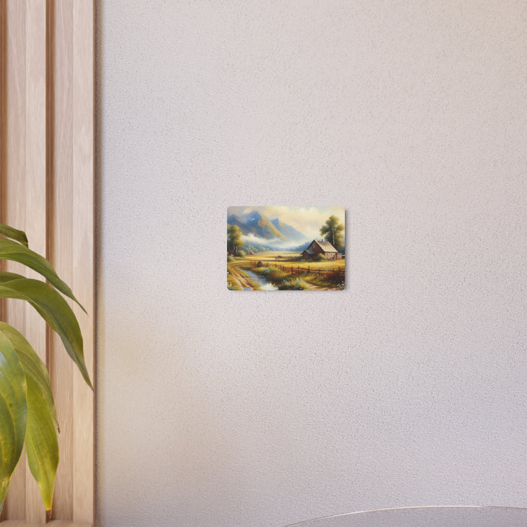 Metal Art Rustic Mountain Farm Scene Metal Art Wall Decor - The Art Hub