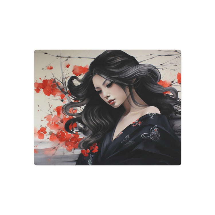 Metal Art Elegant Geisha Portrait Wall Art with Red Poppies | Asian-Inspired Decorative Metal Art - The Art Hub