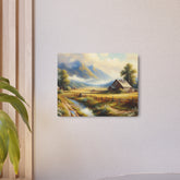 Metal Art Rustic Mountain Farm Scene Metal Art Wall Decor - The Art Hub