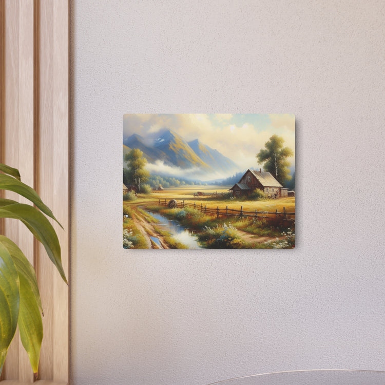 Metal Art Rustic Mountain Farm Scene Metal Art Wall Decor - The Art Hub