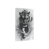 Tiger Metal Art — Dramatic Black & White Running Tiger Wall Decor - The Art Hub