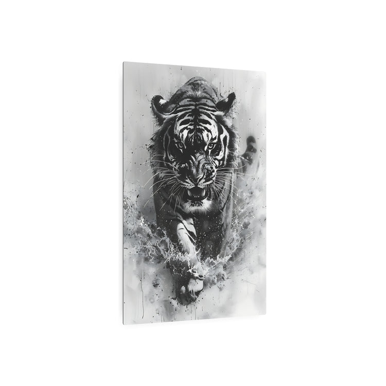 Tiger Metal Art — Dramatic Black & White Running Tiger Wall Decor - The Art Hub