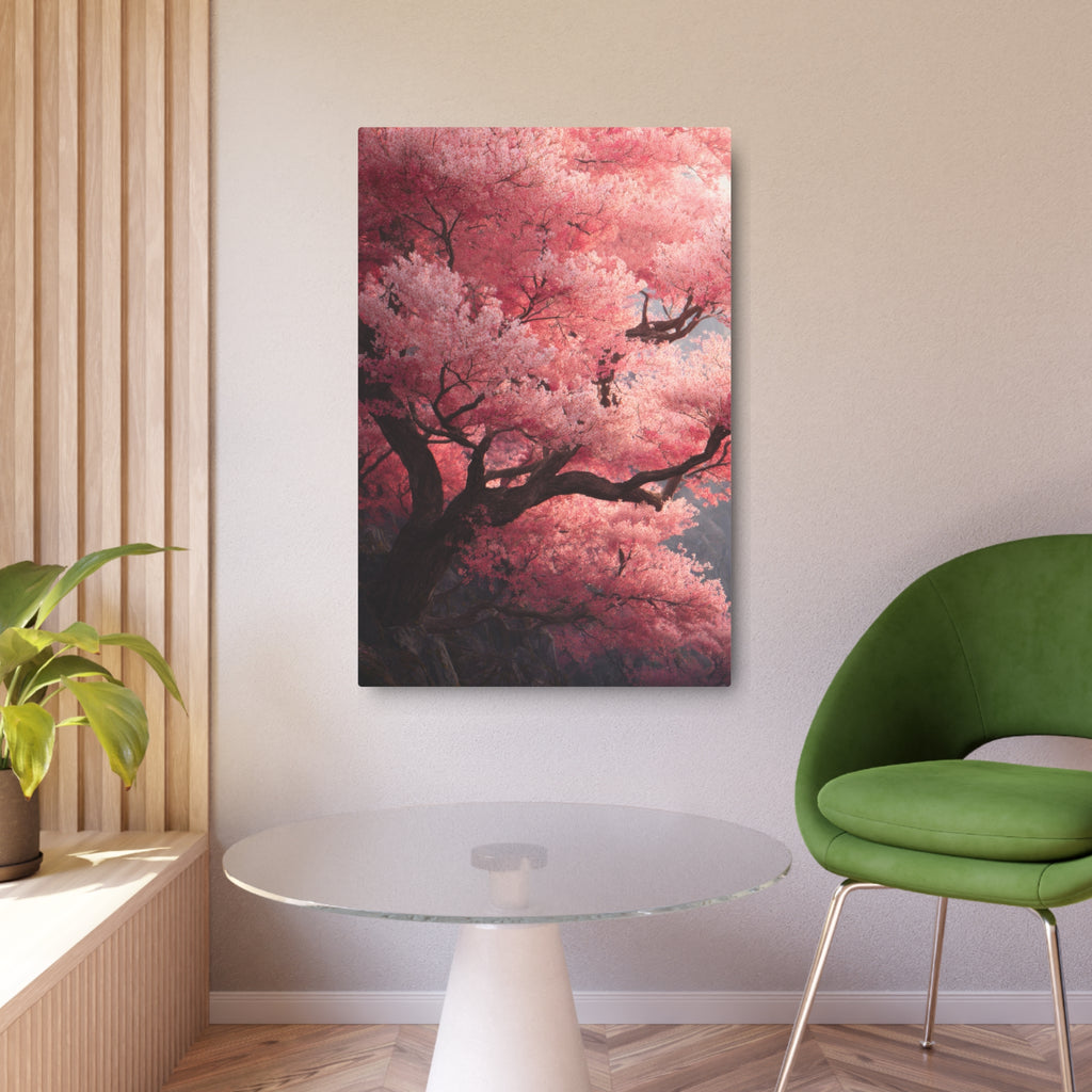 Cherry Blossom Metal Art Sign — Pink Sakura Wall Decor
