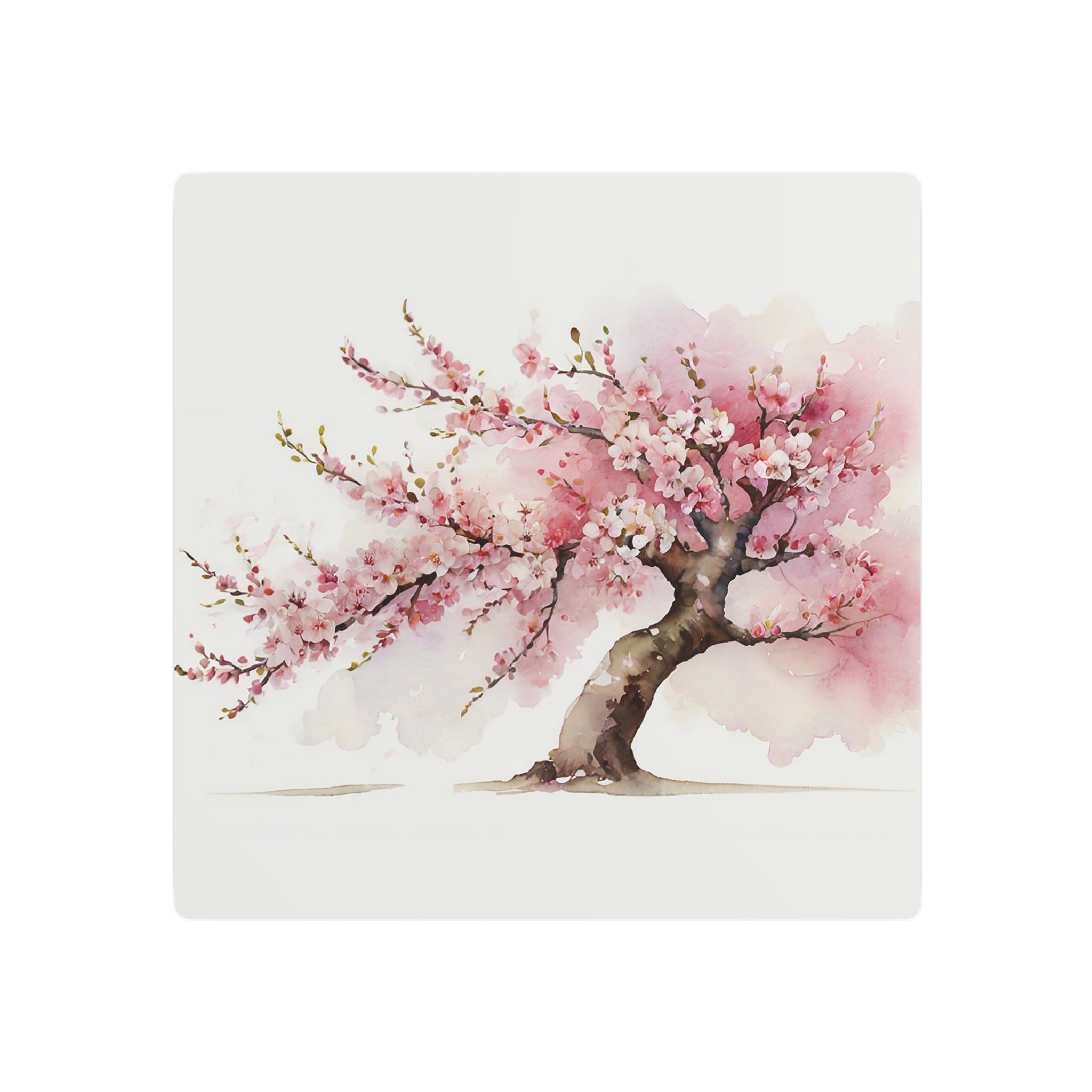 Cherry Blossom Metal Art Sign – Watercolor Spring Tree Wall Decor