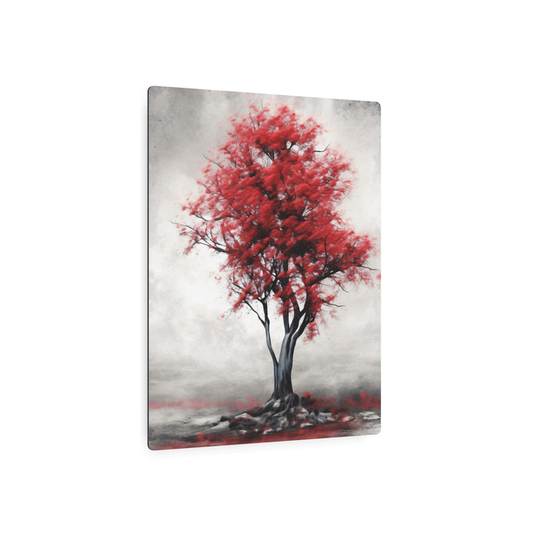 Red Tree Metal Art Sign Modern Abstract Wall Decor - The Art Hub