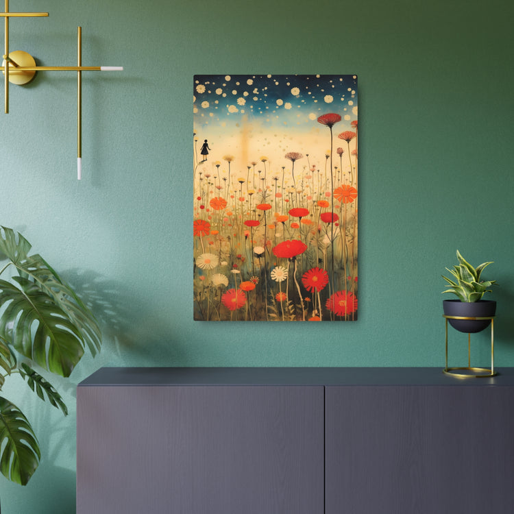 Wildflower Field Metal Art — Dreamy Poppy Meadow Wall Decor - The Art Hub