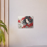 Metal Art Asian Woman with Red Blossoms Decorative Wall Art - The Art Hub
