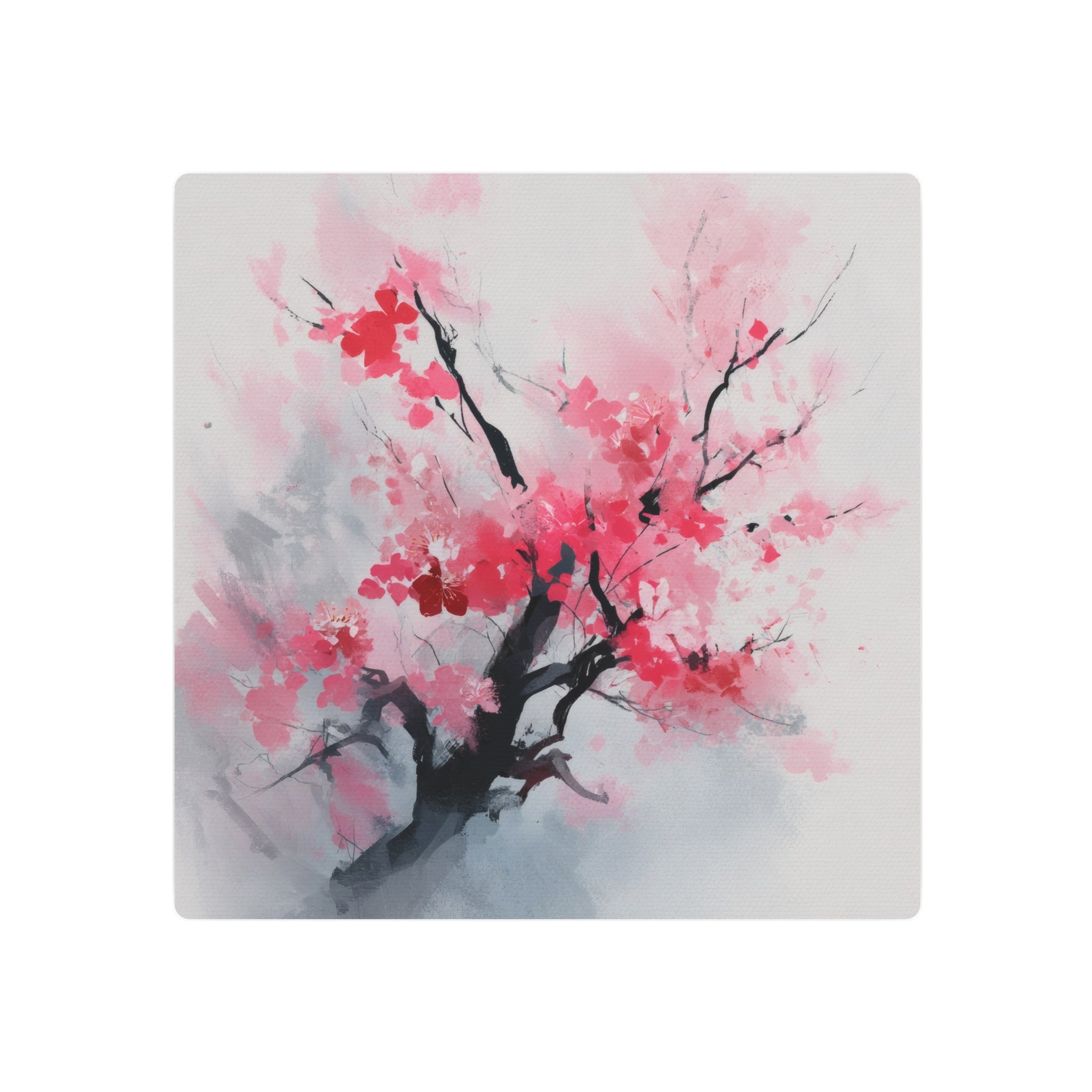 Cherry Blossom Metal Art Sign — Watercolor Pink Sakura Wall Decor