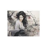 Asian Ink Painting Metal Art Serene Geisha Wall Decor - The Art Hub