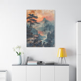Sunset Mountain Landscape Canvas Print — Misty Pine Cliff Wall Art - The Art Hub
