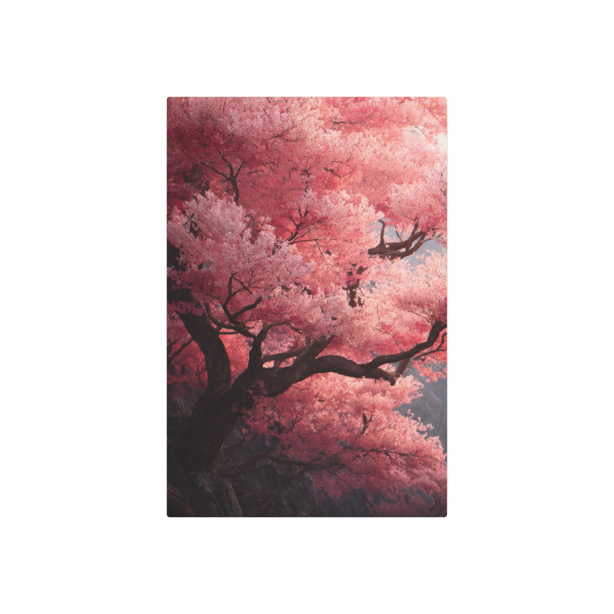 Cherry Blossom Metal Art Sign — Pink Sakura Wall Decor