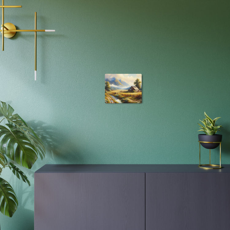 Metal Art Rustic Mountain Farm Scene Metal Art Wall Decor - The Art Hub