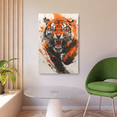 Roaring Tiger Metal Art Sign Vibrant Orange Wildlife Wall Decor - The Art Hub