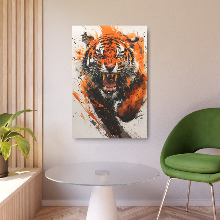 Roaring Tiger Metal Art Sign Vibrant Orange Wildlife Wall Decor - The Art Hub