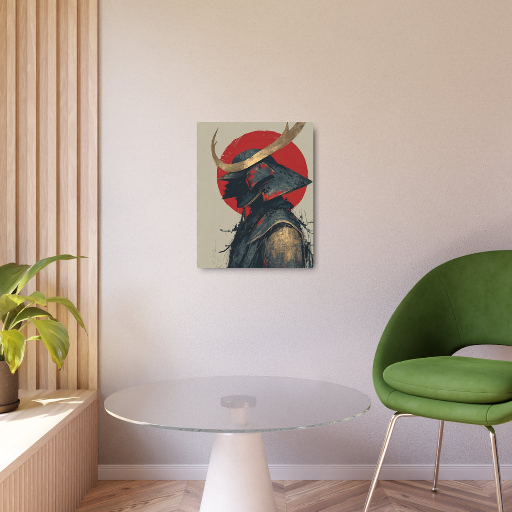 Samurai Helmet Metal Art Sign — Japanese Warrior Wall Decor