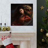 Matte Vertical Poster — Asian Warrior Woman with Dragon Art Print - The Art Hub