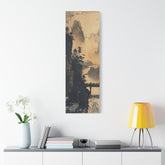 Serene Mountain Bridge Canvas Wall Art — East Asian Landscape Matte Stretched Print - The Art Hub