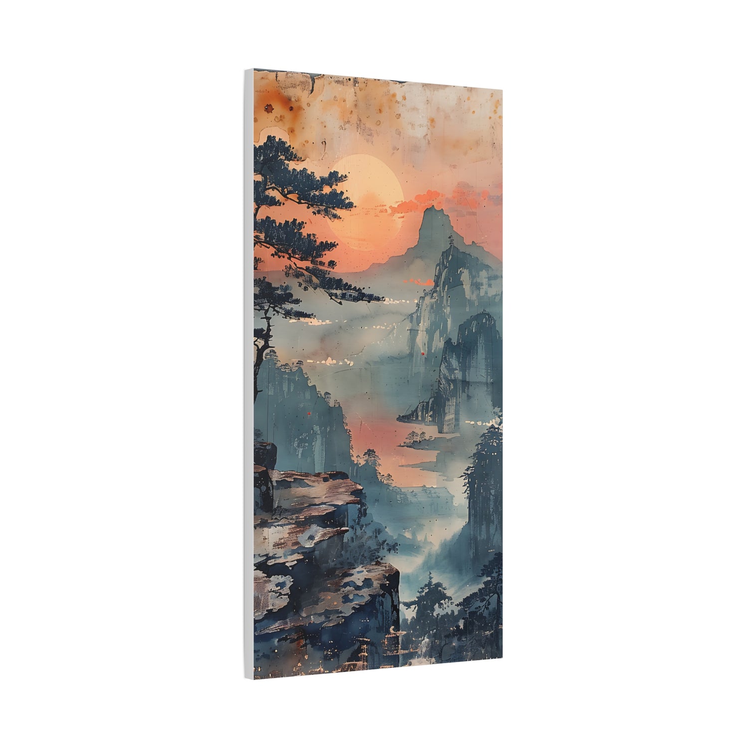 Sunset Mountain Landscape Canvas Print — Misty Pine Cliff Wall Art - The Art Hub