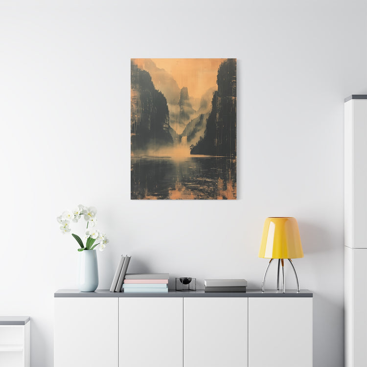 Chinese Landscape Art - Moody Mountain Lake Landscape Art - The Art Hub