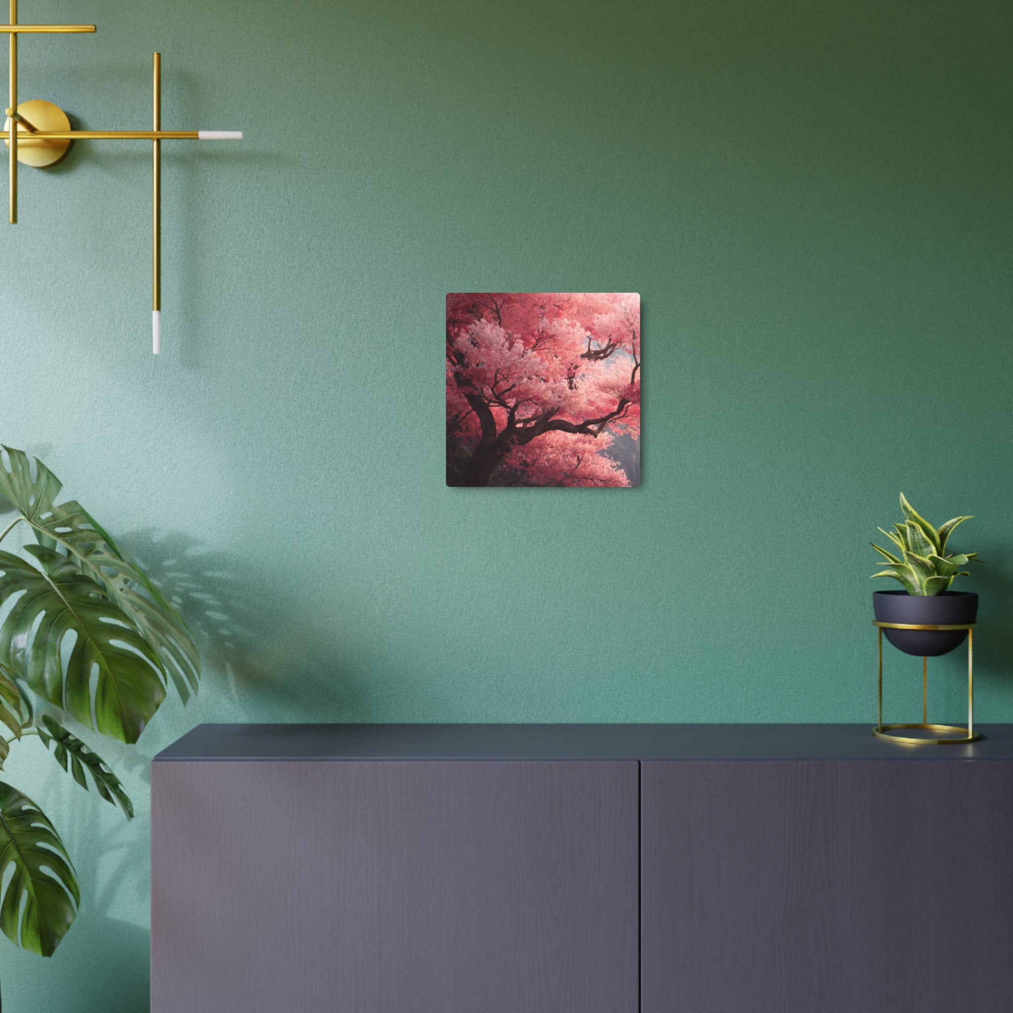 Cherry Blossom Metal Art Sign — Pink Sakura Wall Decor