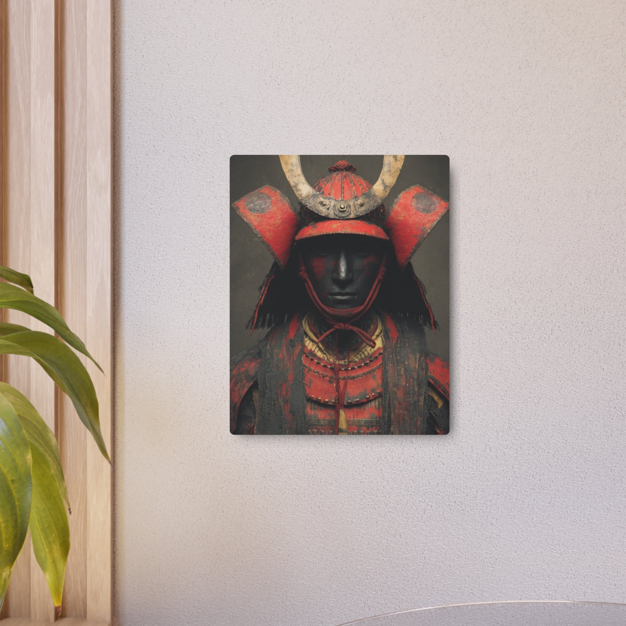 Samurai Armor Metal Art Sign — Red Warrior Wall Decor