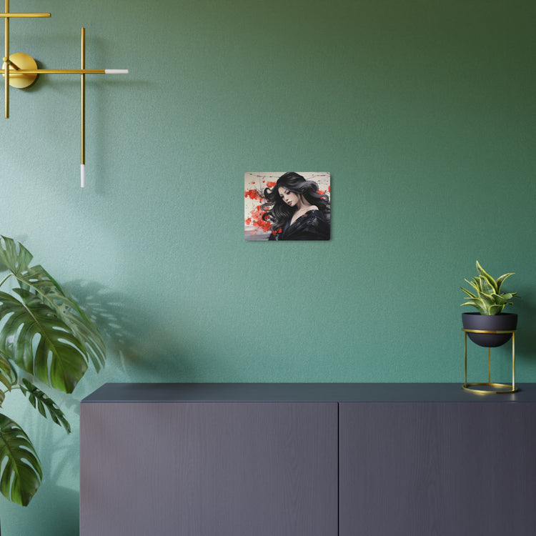 Metal Art Elegant Geisha Portrait Wall Art with Red Poppies | Asian-Inspired Decorative Metal Art - The Art Hub