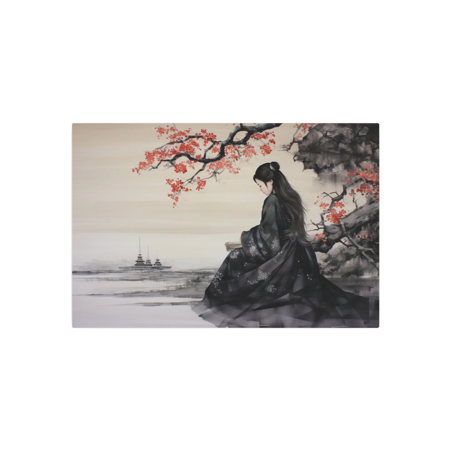 Metal Art Japanese Geisha Landscape Wall Art - The Art Hub
