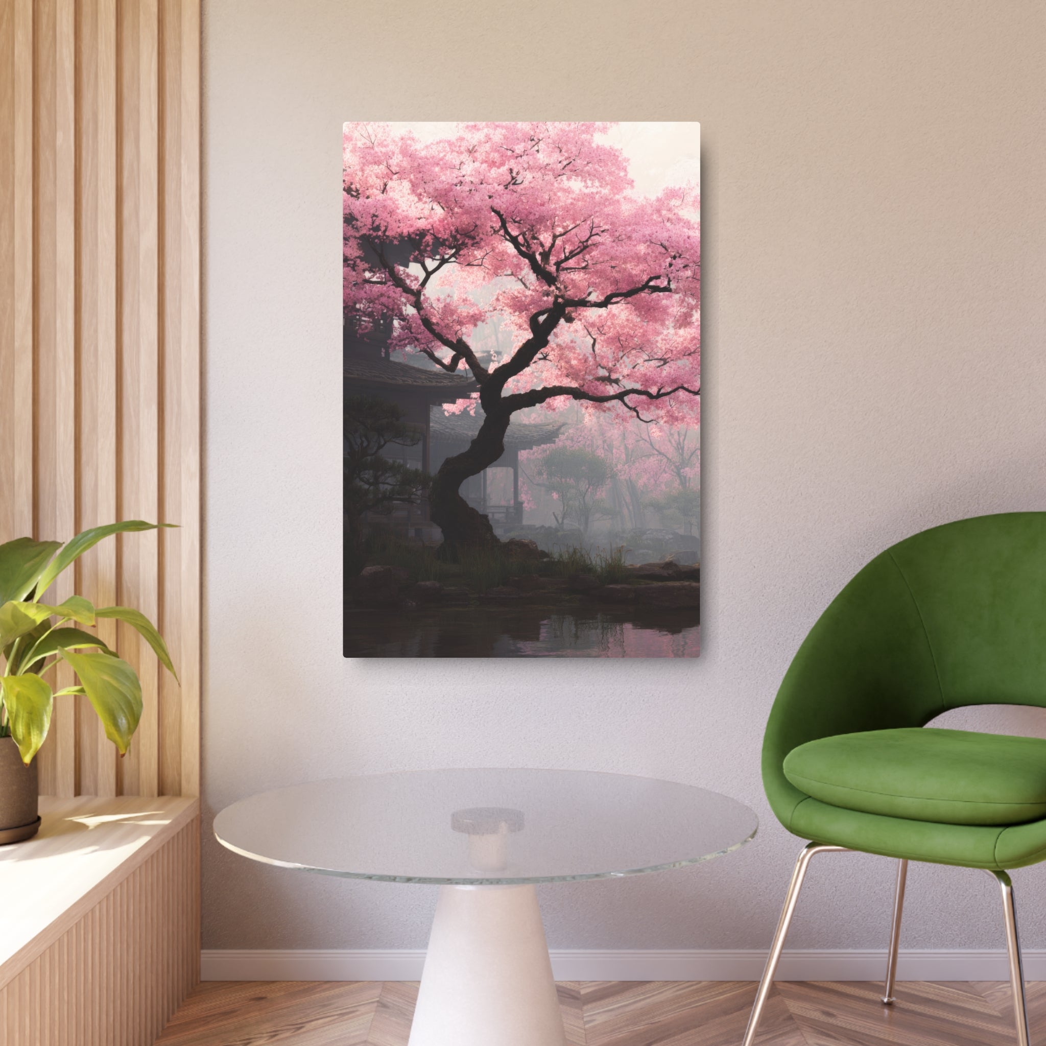 Cherry Blossom Metal Art Sign — Japanese Sakura Wall Decor