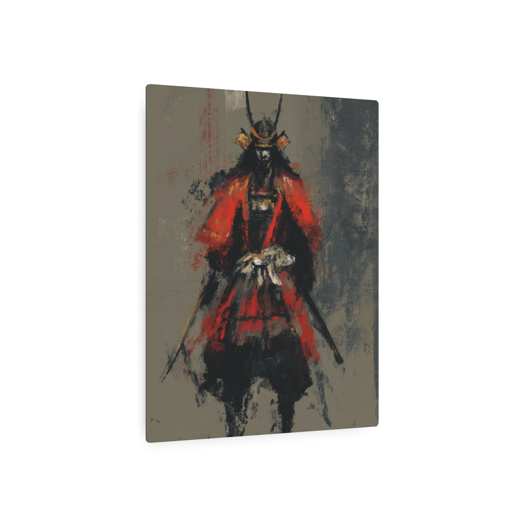 Samurai Warrior Metal Art Sign — Abstract Red Armor Wall Décor