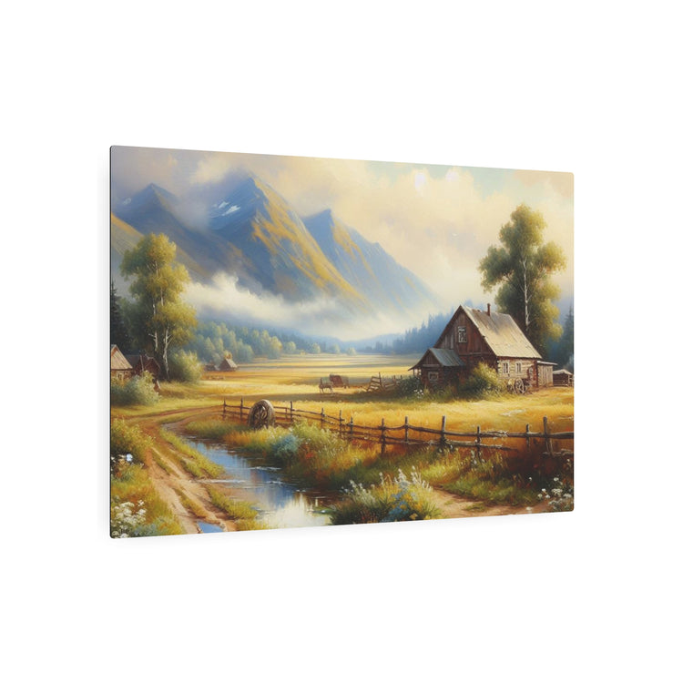 Metal Art Rustic Mountain Farm Scene Metal Art Wall Decor - The Art Hub