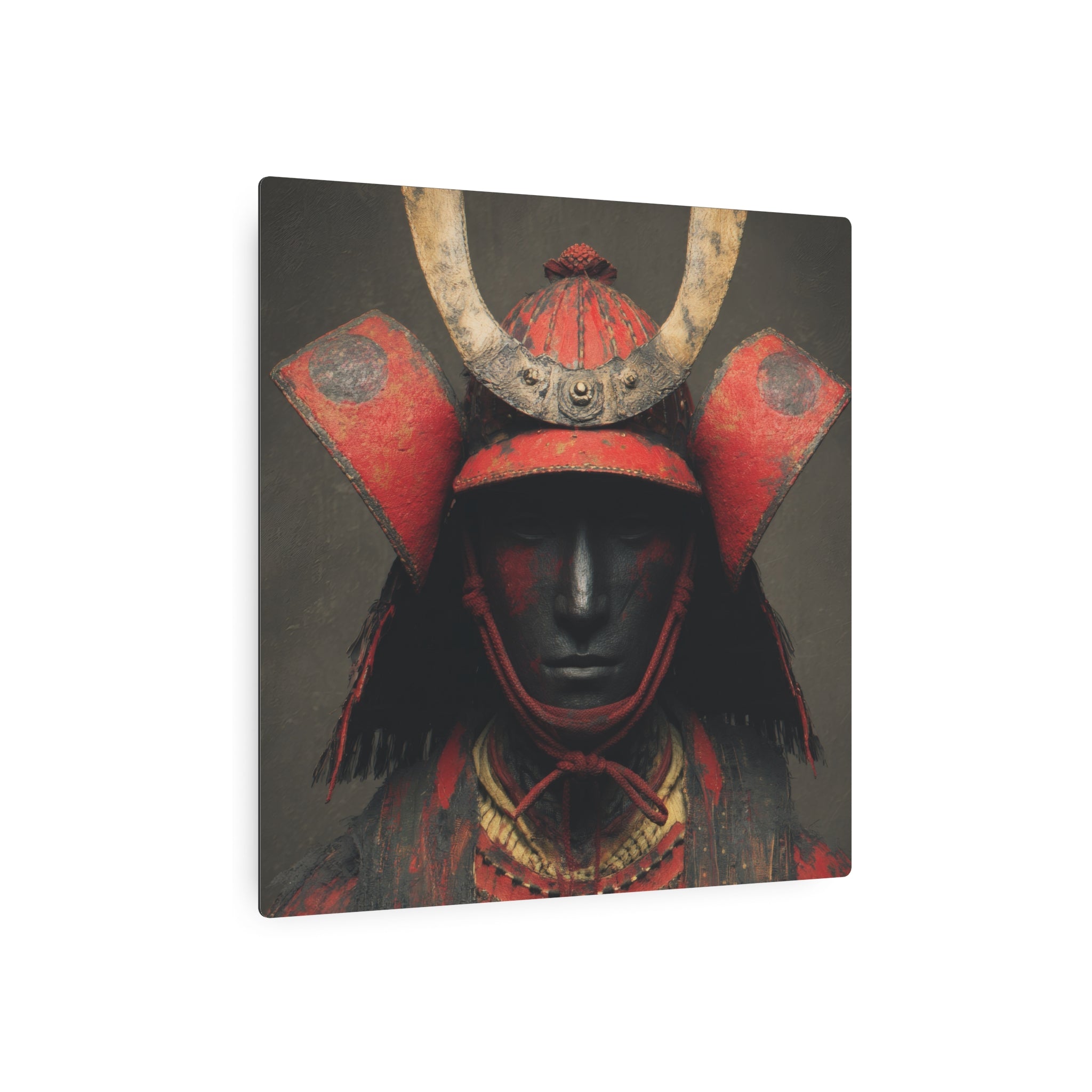 Samurai Armor Metal Art Sign — Red Warrior Wall Decor