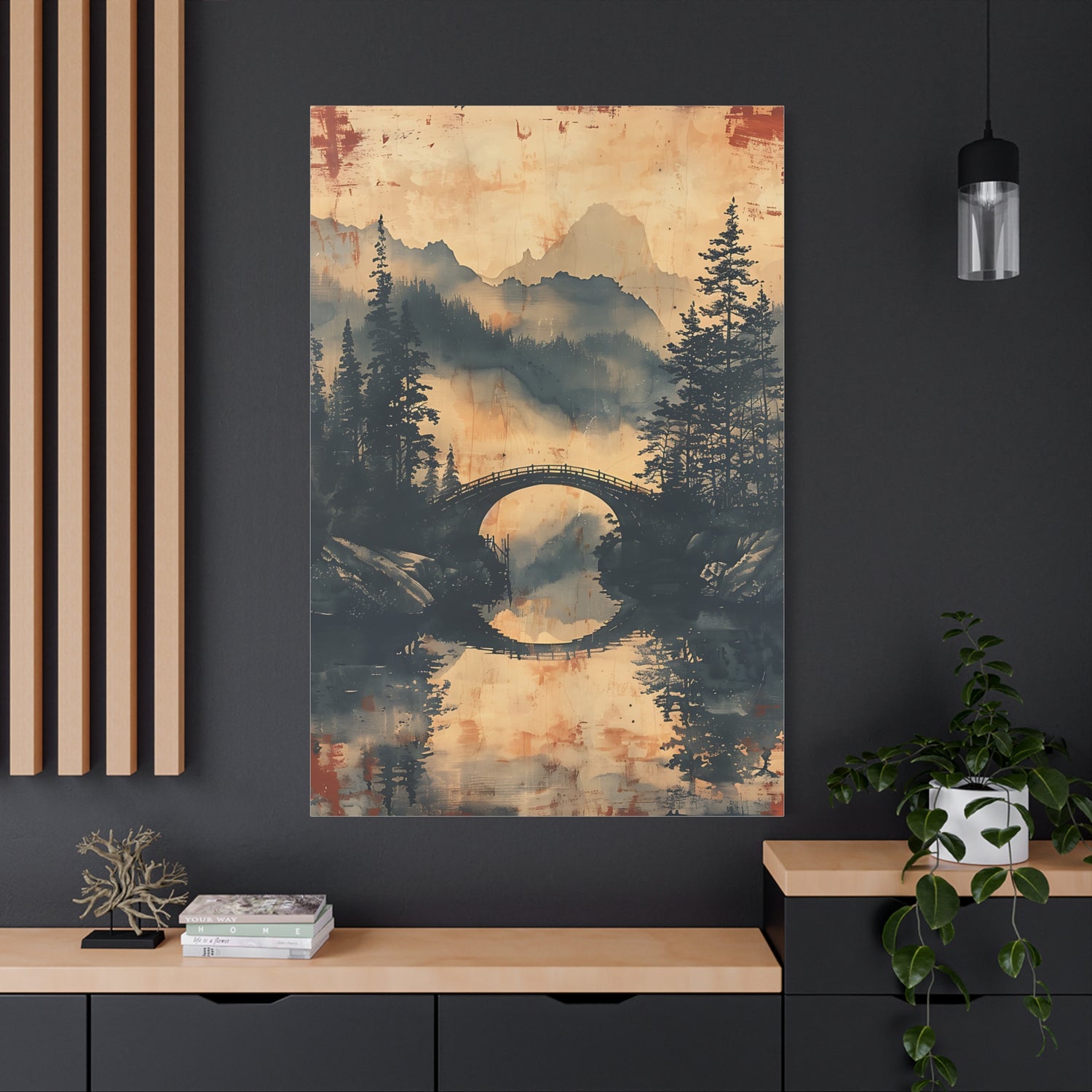 Chinese Landscape Painting Art — Misty Forest Landscape Matte Stretched Print - The Art Hub