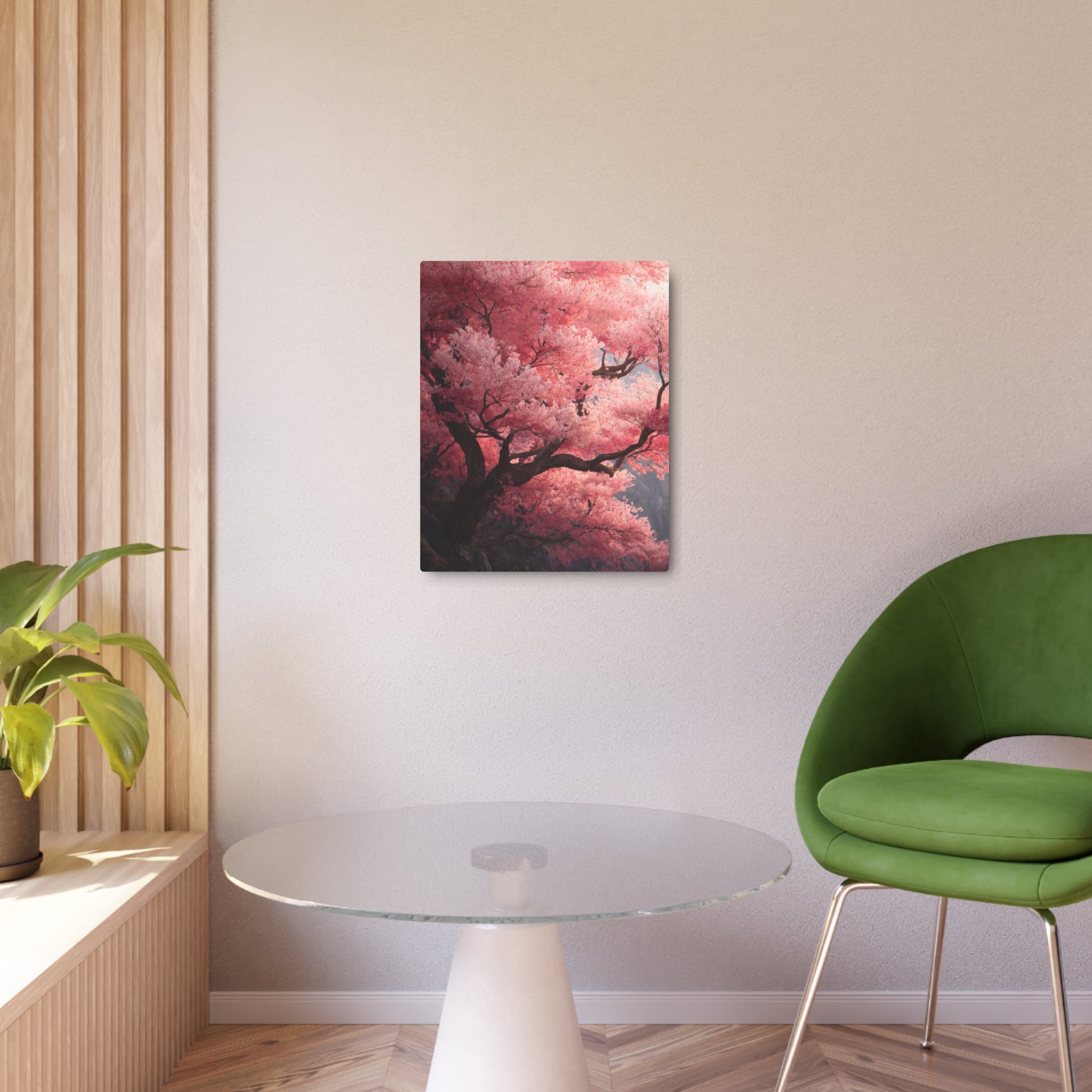 Cherry Blossom Metal Art Sign — Pink Sakura Wall Decor