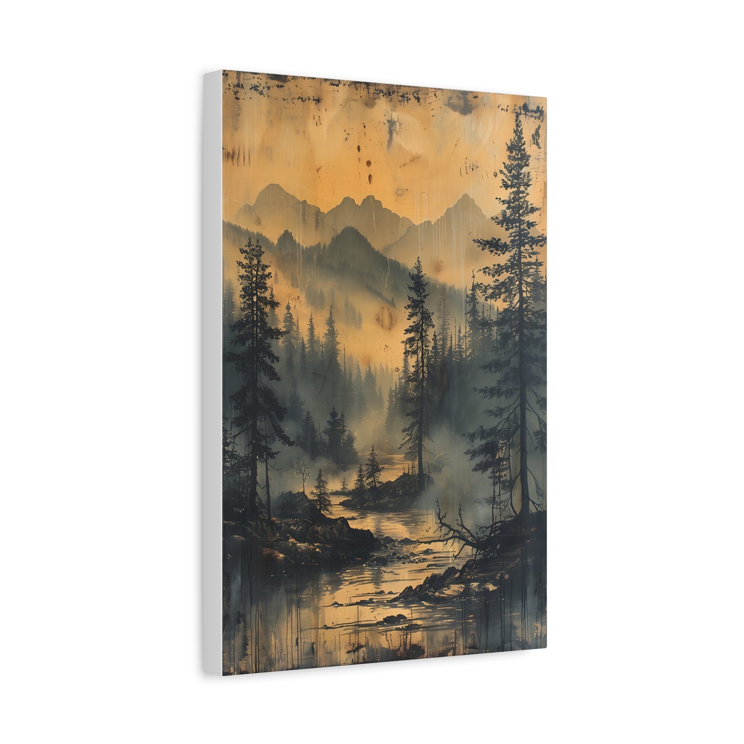 Mountain Mist Landscape Canvas Art— Rustic Pine Forest Wall Art - The Art Hub