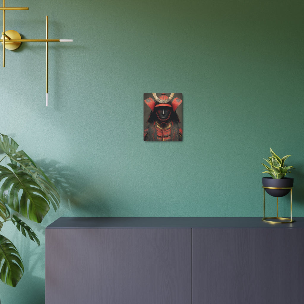 Samurai Armor Metal Art Sign — Red Warrior Wall Decor