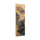 Zen Mountain Mist Canvas Art — Japanese Pagoda Landscape on Stretched Matte Canvas - The Art Hub