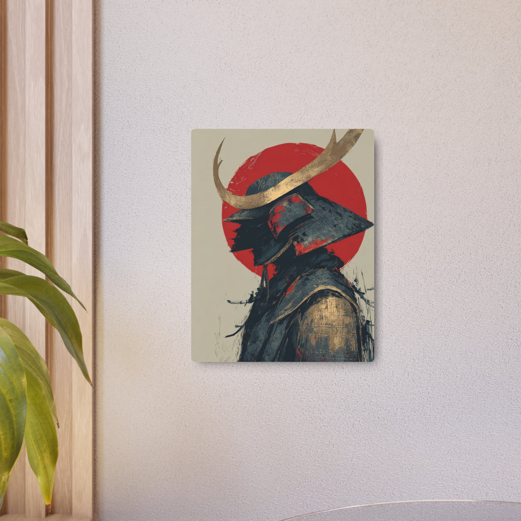 Samurai Helmet Metal Art Sign — Japanese Warrior Wall Decor