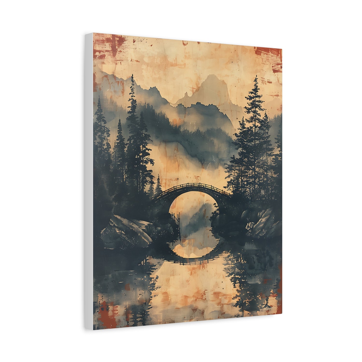 Chinese Landscape Painting Art — Misty Forest Landscape Matte Stretched Print - The Art Hub