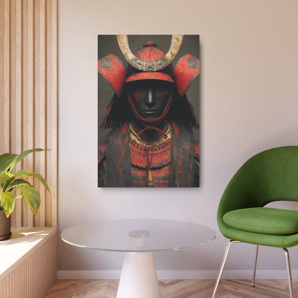 Samurai Armor Metal Art Sign — Red Warrior Wall Decor