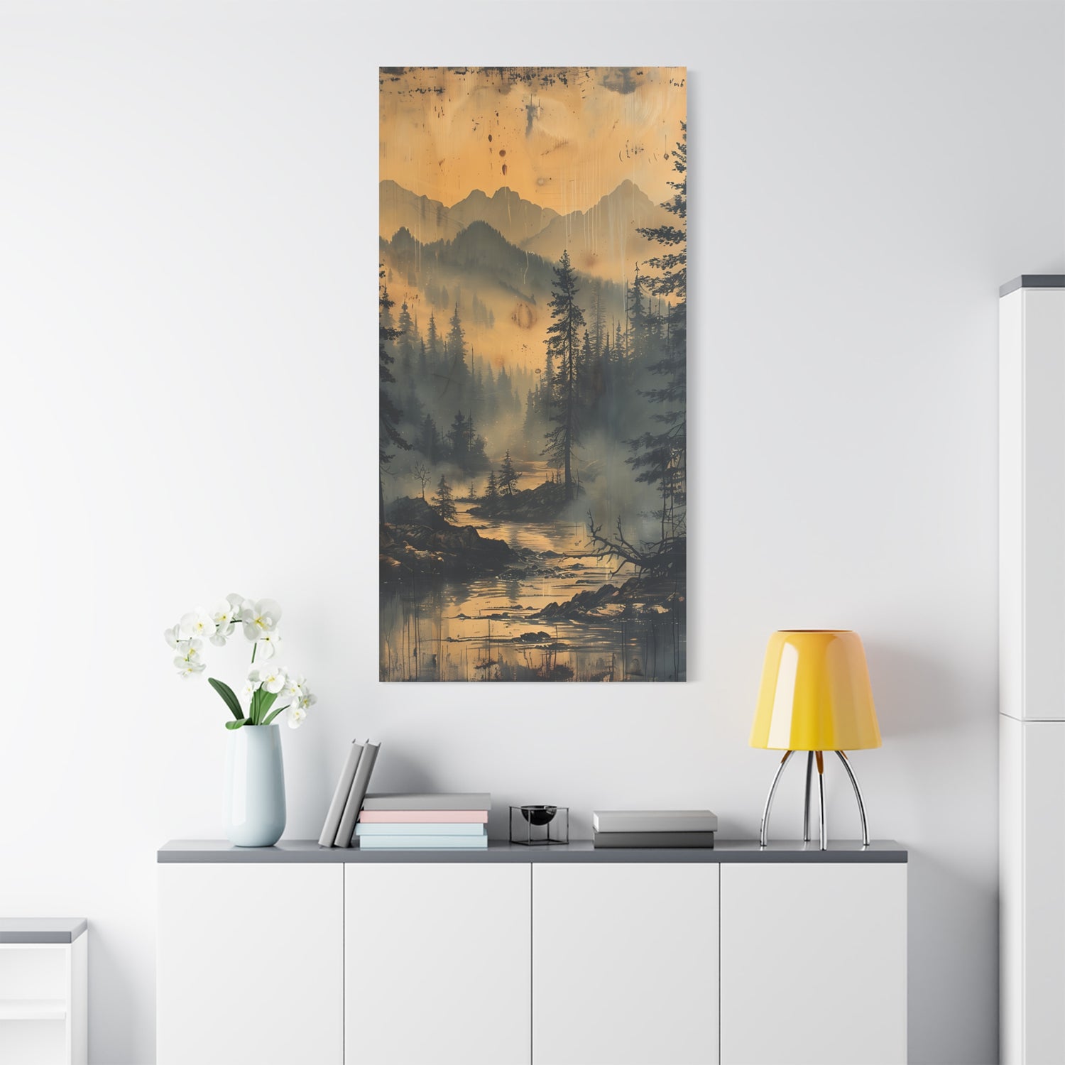 Mountain Mist Landscape Canvas Art— Rustic Pine Forest Wall Art - The Art Hub