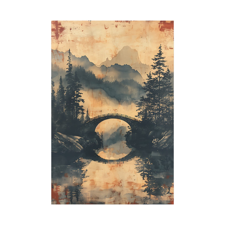Chinese Landscape Painting Art — Misty Forest Landscape Matte Stretched Print - The Art Hub