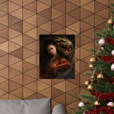 Matte Vertical Poster — Asian Warrior Woman with Dragon Art Print - The Art Hub