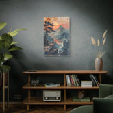 Sunset Mountain Landscape Canvas Print — Misty Pine Cliff Wall Art - The Art Hub
