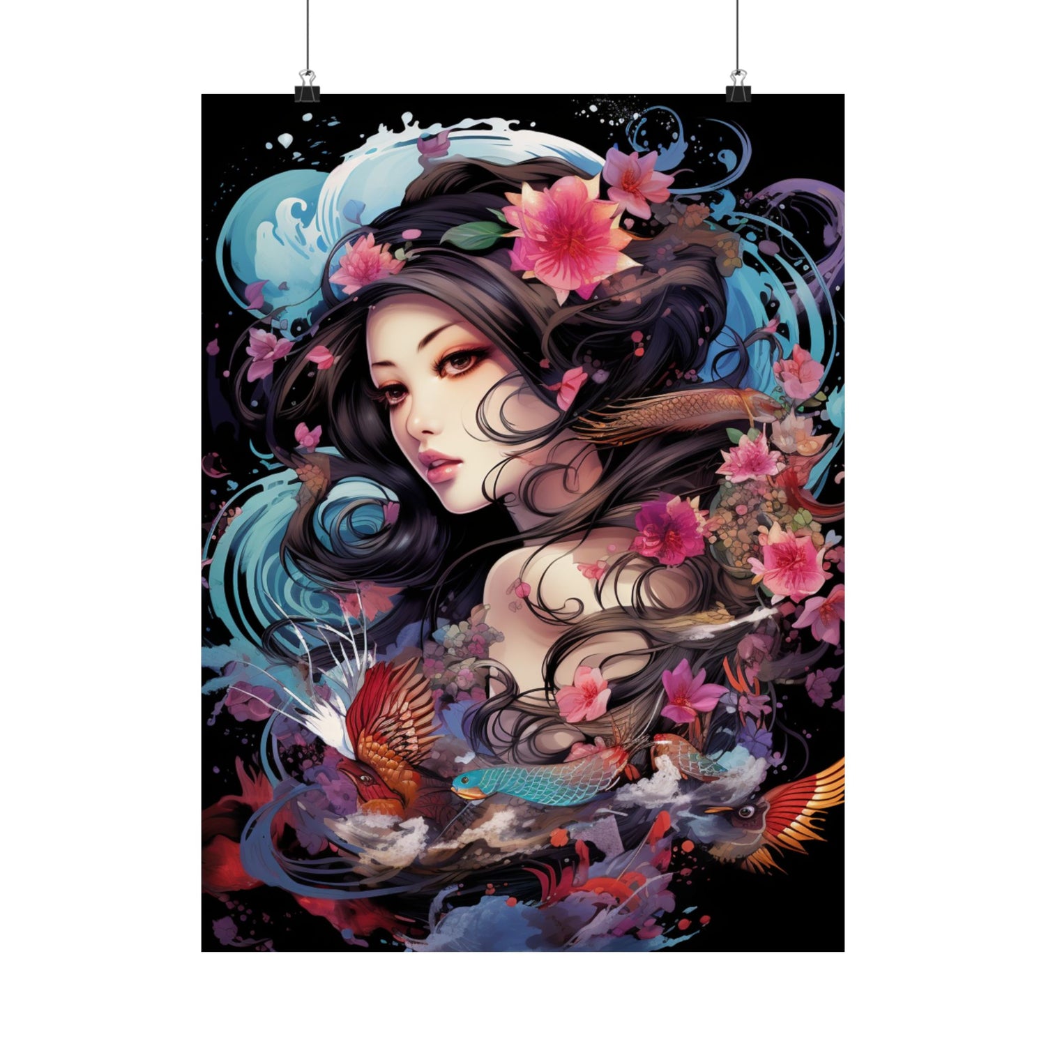 Matte Vertical Poster — Ethereal Floral Woman Art Print - The Art Hub