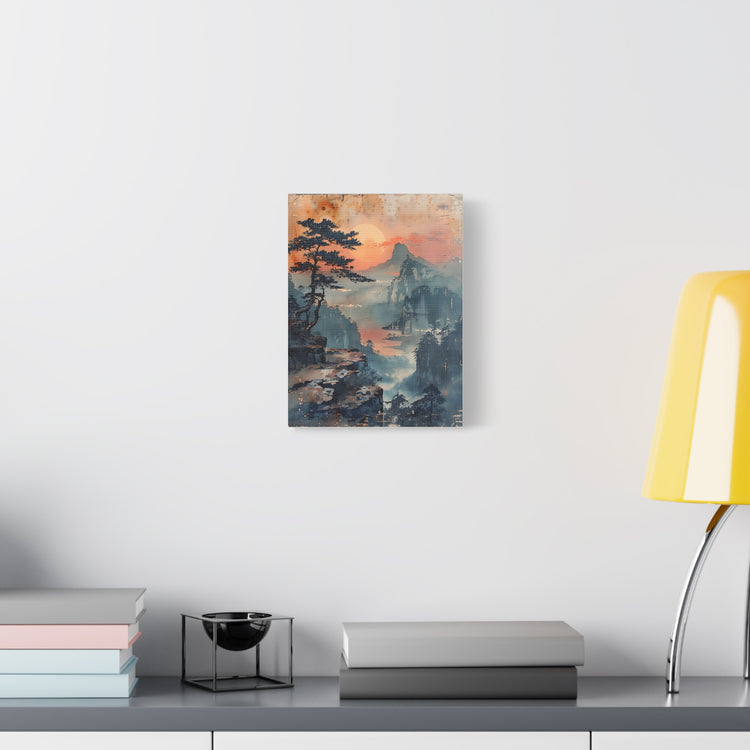 Sunset Mountain Landscape Canvas Print — Misty Pine Cliff Wall Art - The Art Hub