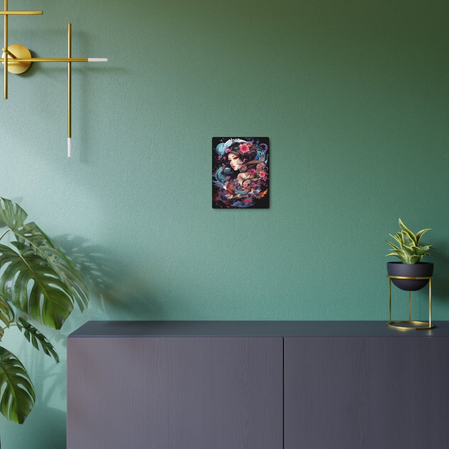 Japanese Floral Portrait Metal Art – Decorative Wall Plaque - The Art Hub