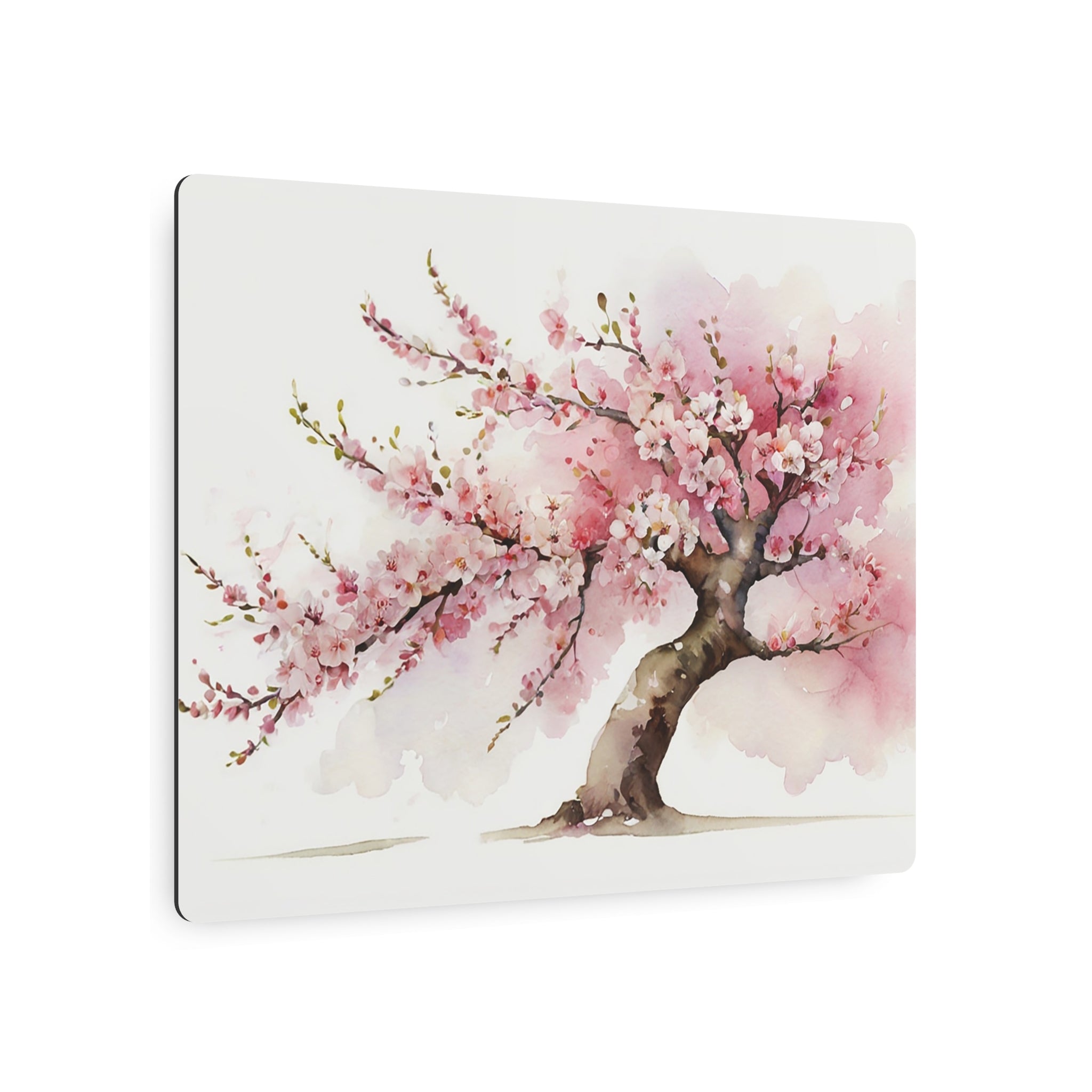 Cherry Blossom Metal Art Sign – Watercolor Spring Tree Wall Decor