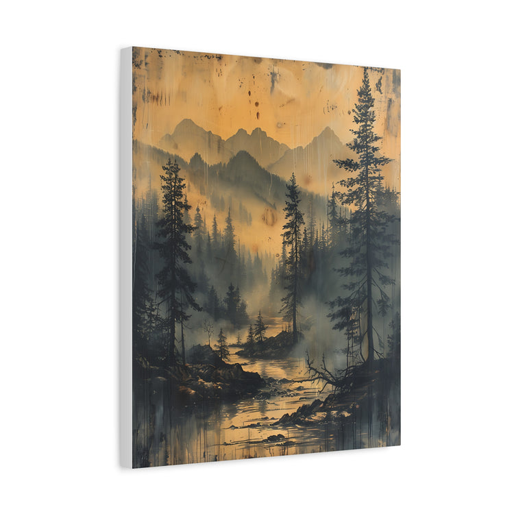 Mountain Mist Landscape Canvas Art— Rustic Pine Forest Wall Art - The Art Hub
