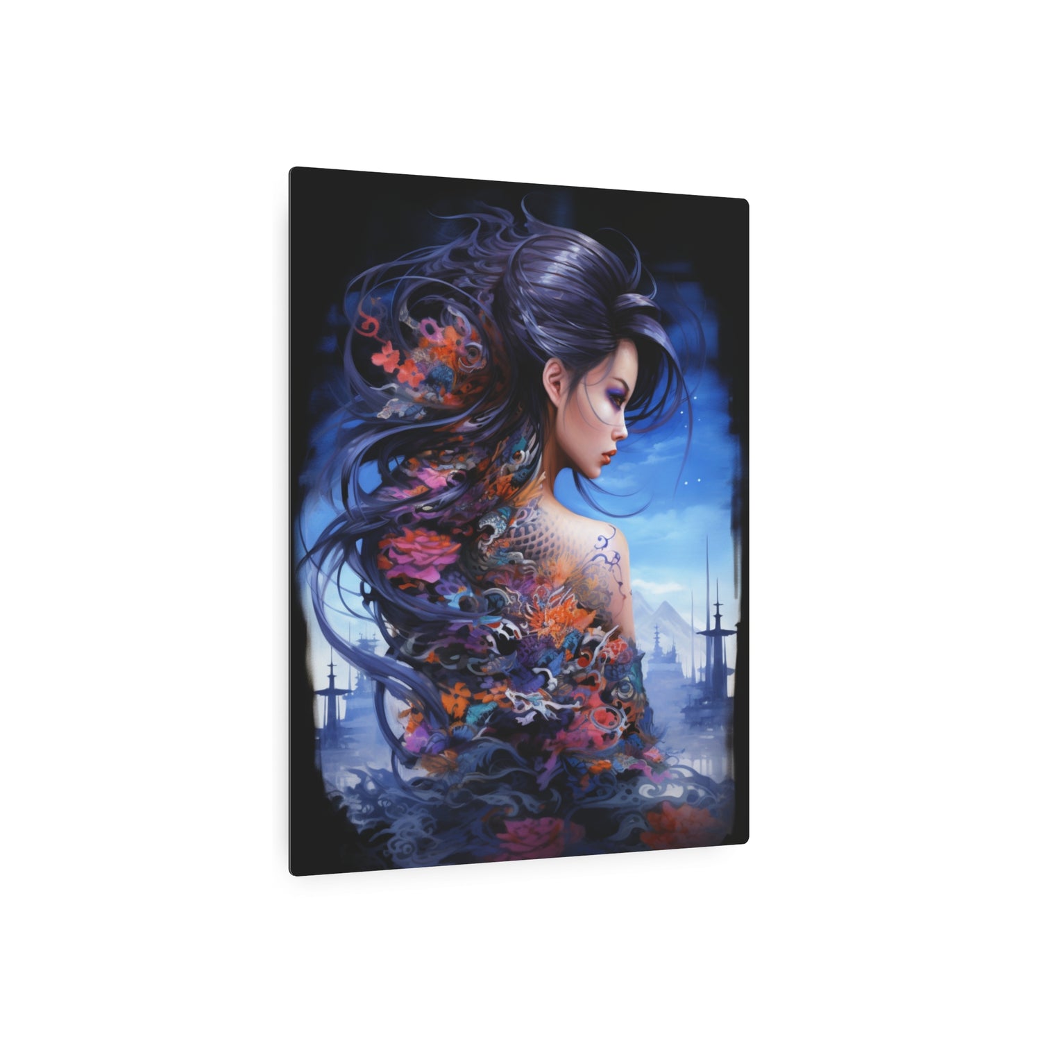 Metal Art — Ethereal Asian Fantasy Woman Wall Decor (Koi & Dragon Tattoo) - The Art Hub